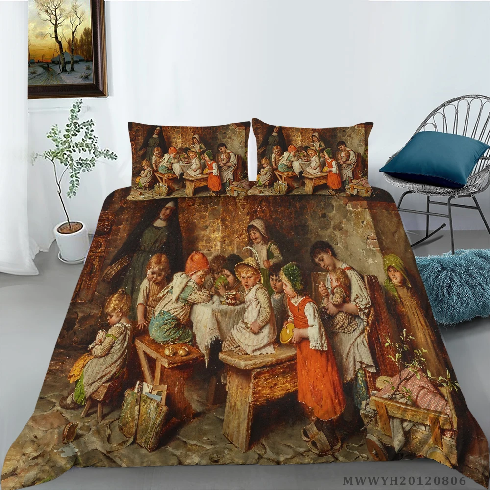 Горячая Распродажа картина маслом долина пейзаж печать Комплект постельного