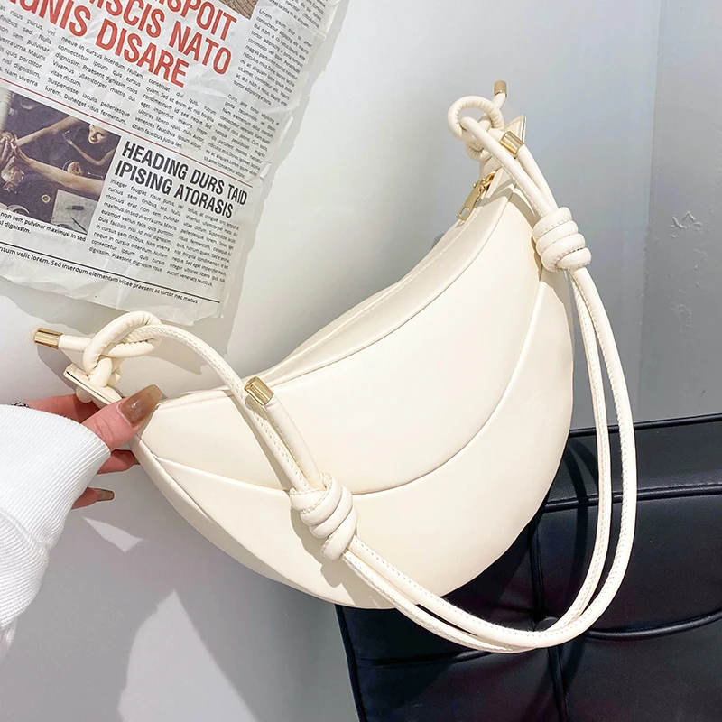 

Trendy PU Leather Bag Dumplings Shape Crossbody Shoulder Bag for Women 2021 Spring and Summer Handbags and Purses