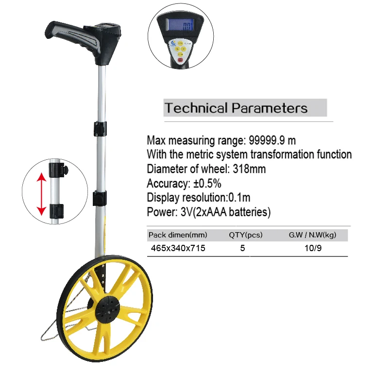 

Hot Sale Road Distance Meter Digital Large Display Wheel Measuring