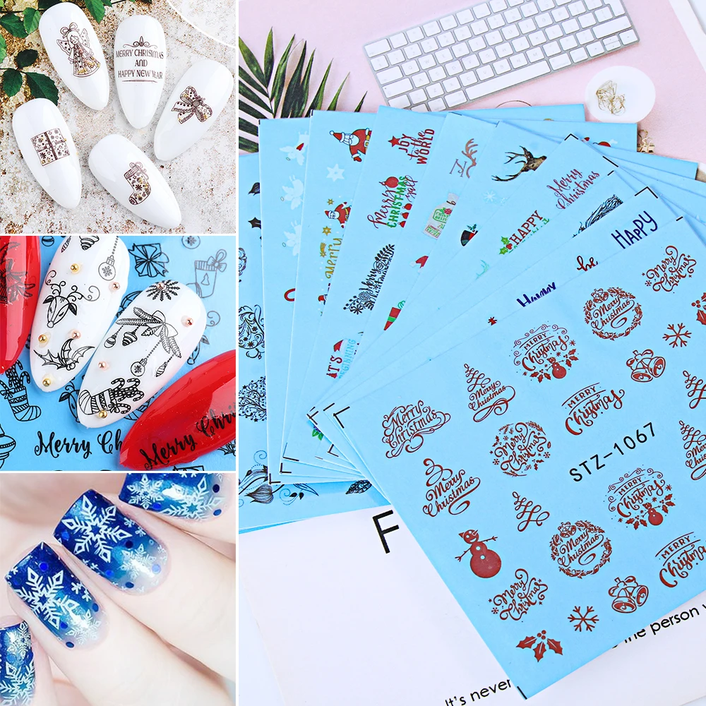 16 шт./упак. Рождество ретро в богемном стиле с цветочным принтом для ногтей Фольга