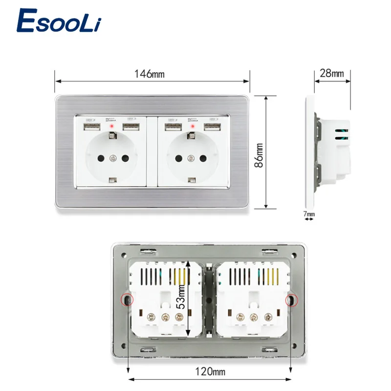 Esooli черный белый золотой 2 клавиши телефон с 4 USB портами для зарядки скрытый