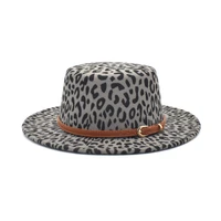 new classic leopard felt fedora mens and womens artificial wool blended jazz hat wide brim simple church derby flat top hat re