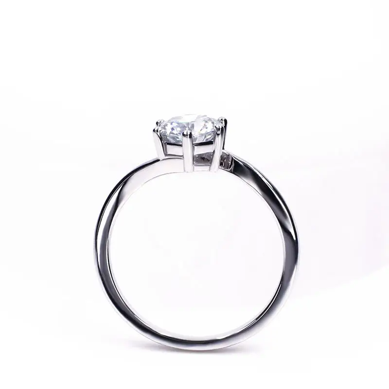 Кольца солитеры Tianyu Gems из серебра для женщин с моиссанитовыми бриллиантами 5мм/6,5мм для свадьбы с камнями в 6-клешневой опоре на палец в подарок.