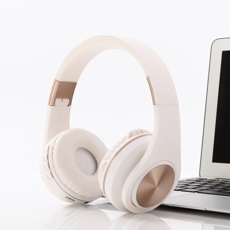 white Беспроводные наушники над ухом Bluetooth наушники Складная гарнитура Регулируемые наушники с микрофоном для ТВ сотовый телефон ПК - Цвет: white