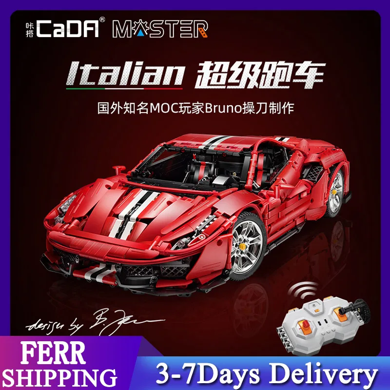 

CaDA IN STOCK RC MOC Technical C61042 3187Pcs Italian Super Racing Car Model Building Blocks Bricks Toys for kids christmas gift