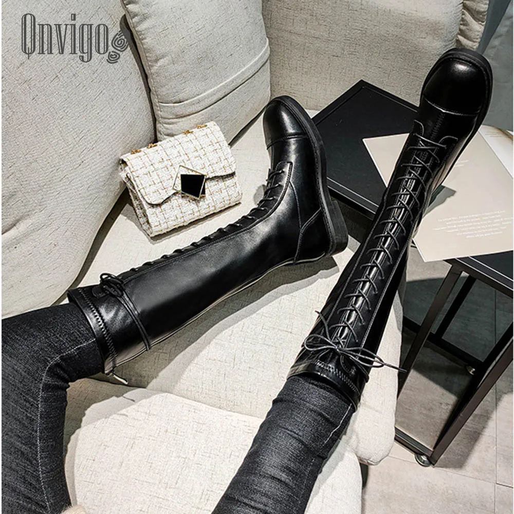 Женские ковбойские сапоги на шнуровке до колена молнии размеры 32 43|Сапоги колена|