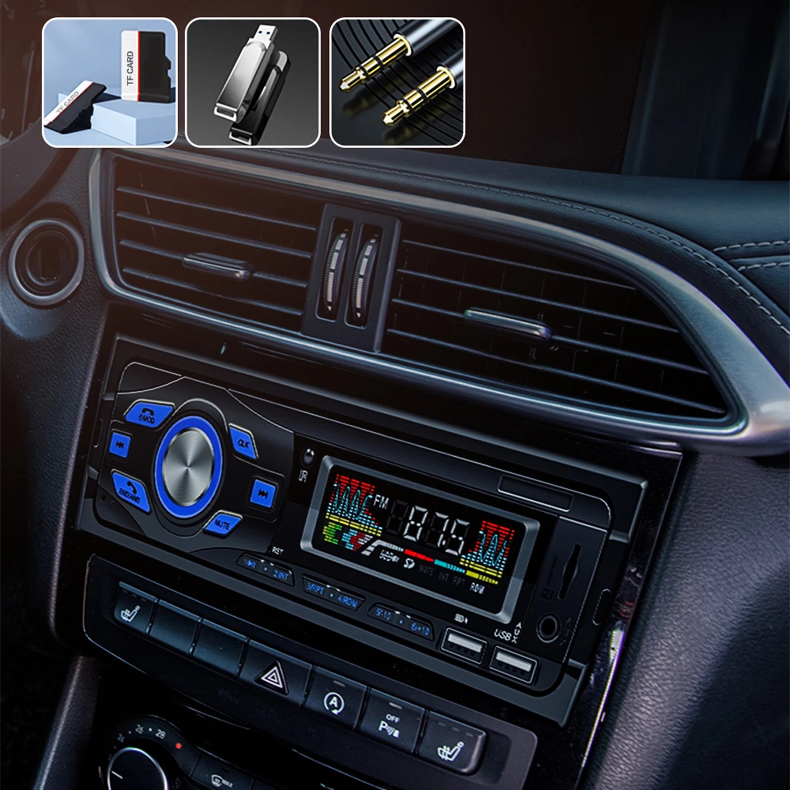 

Mp3-плеер автомобильный стерео головное устройство 1 Din Bluetooth 5,0 Зарядное устройство USB FM-радио 2 порта USB музыкальный передатчик для транспортн...