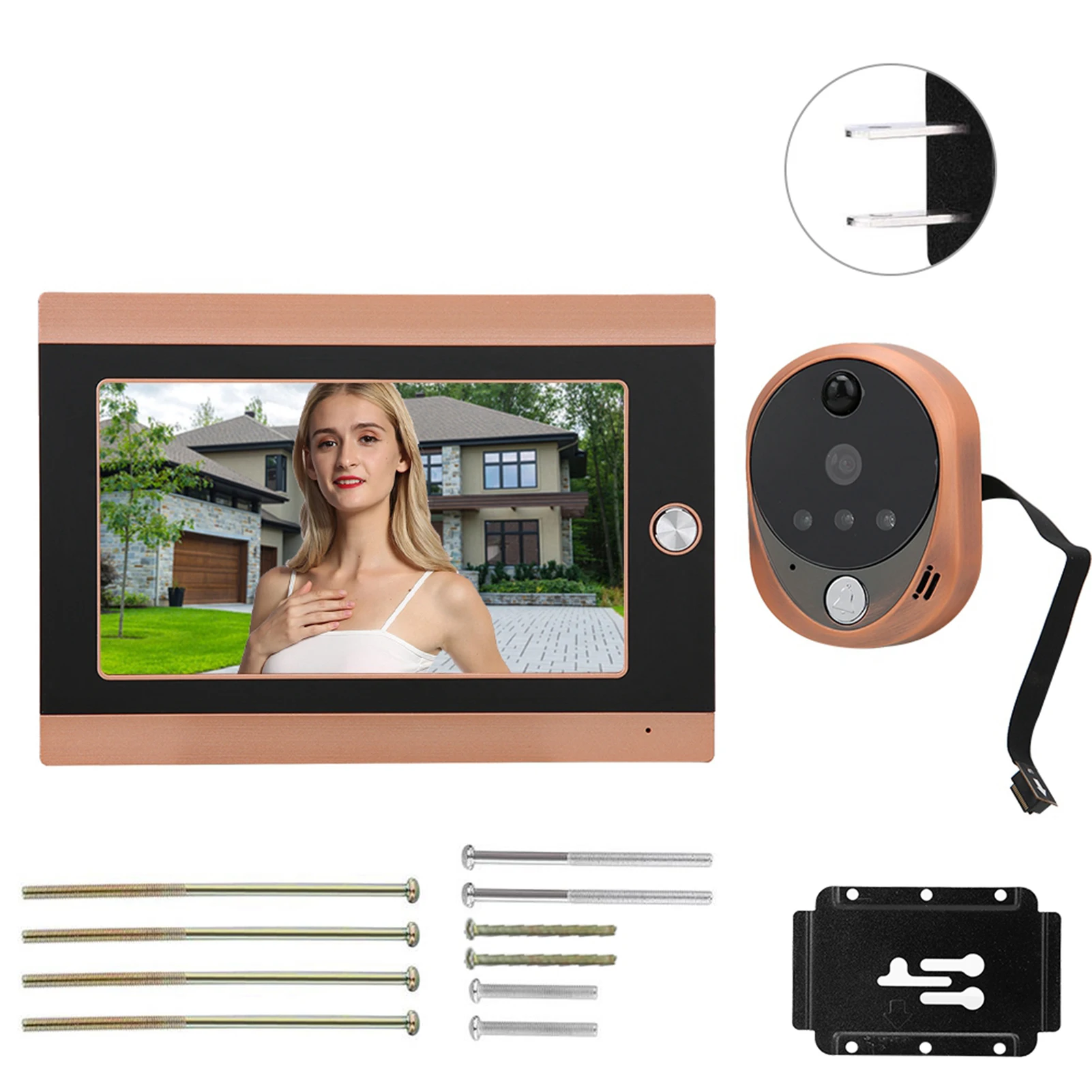 Камера дверной звонок WI FI Беспроводной глазок 7 дюймов ЖК дисплей Экран 720P HD PIR 16