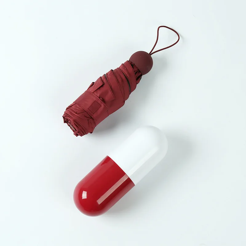 red Модный портативный мини-капсула анти-УФ зонтик для защиты от ветра Складные карманные зонтики дождь для женщин и мужчин - Color: red