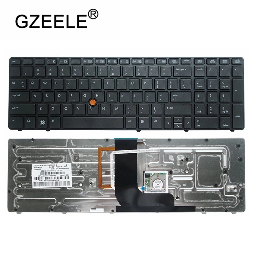 

GZEELE New US/RU Keyboard for HP Probook 8560W 8570W laptop black