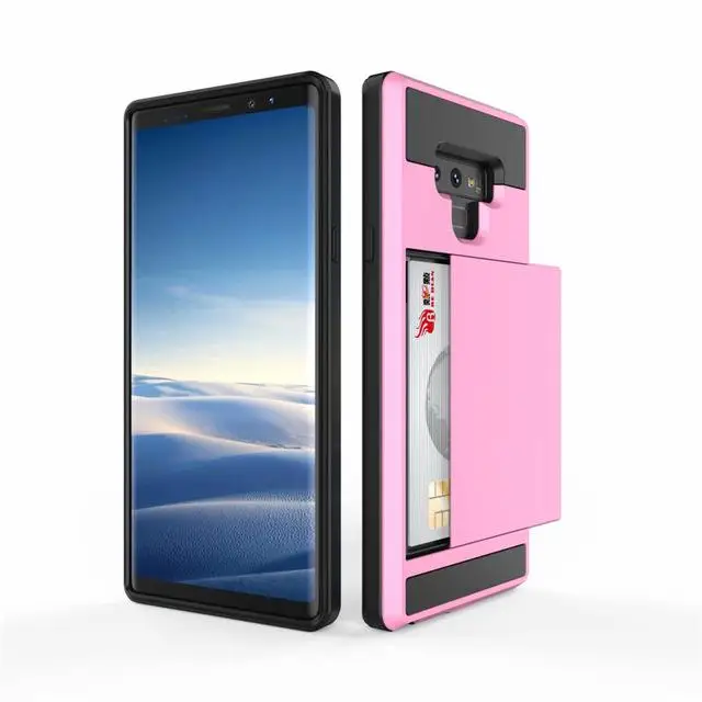 Pink Чехол-слайдер со слотом для карт держатель чехол для samsung Galaxy A7 A5 A3 J7 J5 J3 чехол для samsung S9 S8 плюс S7 S6 Note 9 8 чехол Capa - Цвет: Pink