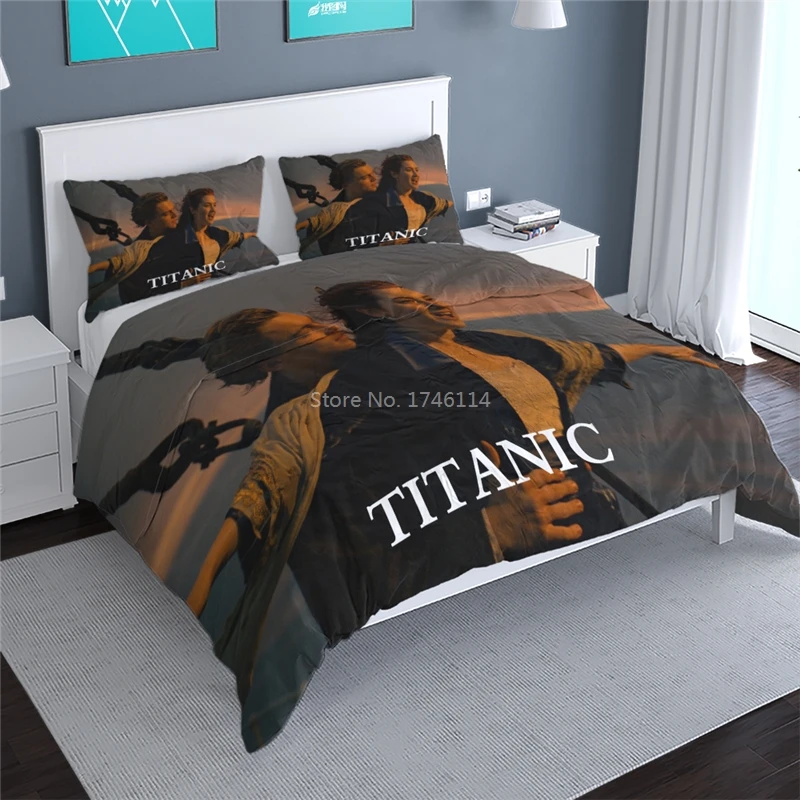 

Jack and Rose Titanic Film 3D Printed Bedding Set Comforter Cover / Duvet Cover with Pillowcases Bed Linens for Couple Lovers