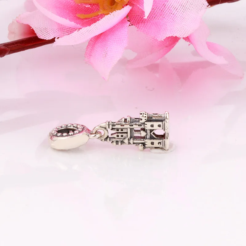 

Hot S925 Sterling Silver The new CZ Regal Castle swing charm Pendant Fit Original Charms Necklace