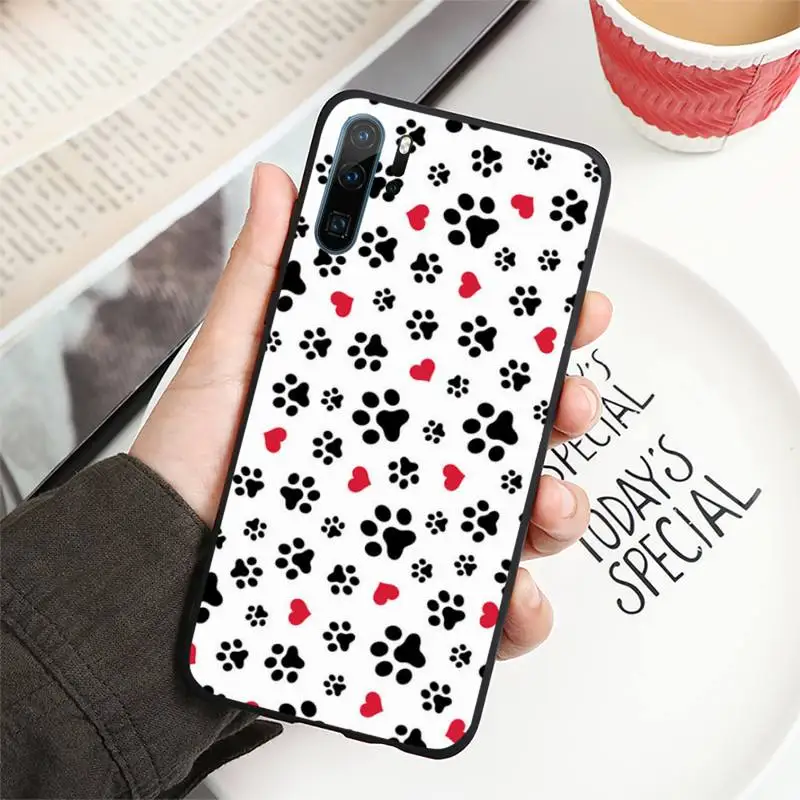 

Cartoon Dog paw cute pattern Phone Case For Huawei honor Mate P 10 20 30 40 i 9 8 pro x Lite smart 2019 nova 5t