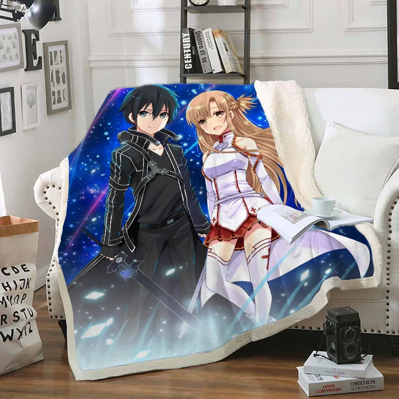 

Одеяло с 3D рисунком меча из аниме онлайн, Флисовое одеяло с мультяшной фигуркой для кровати, домашний текстиль, роскошный подарок для взросл...