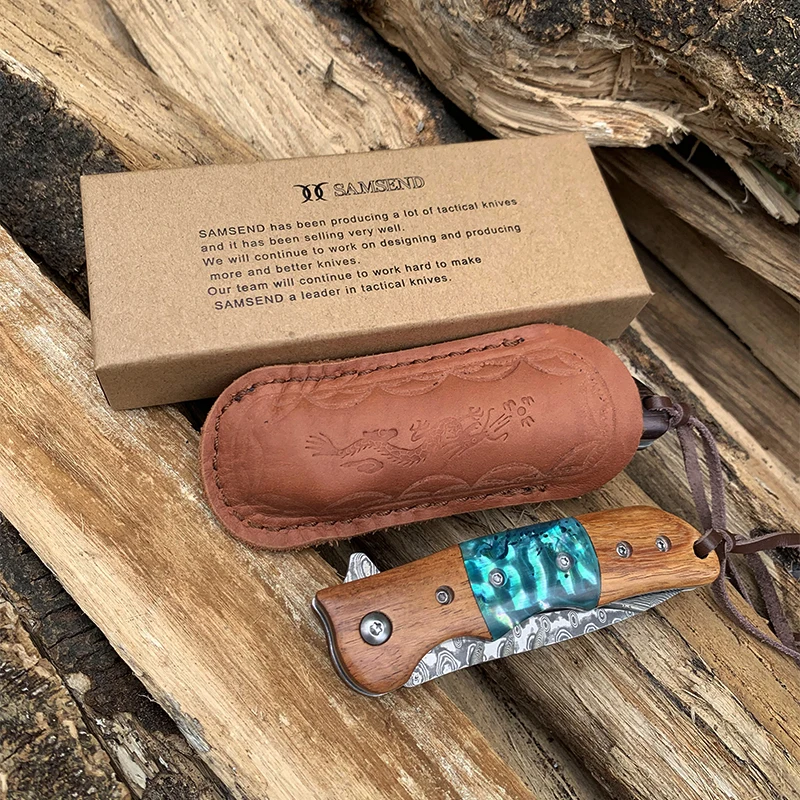 EDC ручной работы сандаловое дерево VG10 дамасский складной нож шарикоподшипник