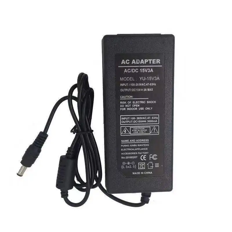 15V3A AC 100 V-240 V DC 15 V 3A импульсный источник питания 15 вольт универсальный адаптер питания, трансформатор Светодиодный светильник AC/DC зарядное устройство 5,5-2,5 мм