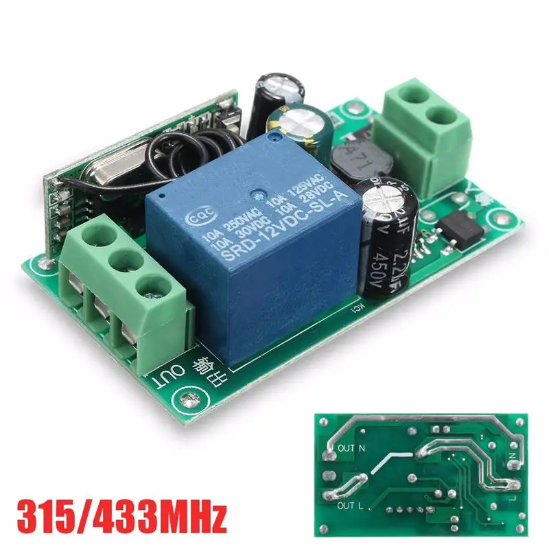 Умный дом DC 12V 220V 10A 1 Ch беспроводной Радиочастотный пульт дистанционного управления, приемник реле 315/433 MHz канал гетеродина Лучшая цена