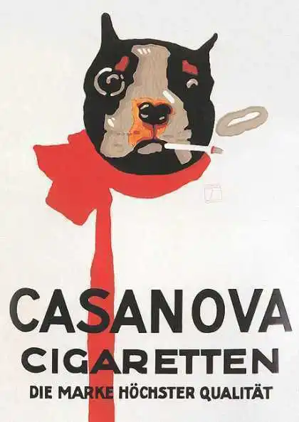 

Casanova CIGARETTES Ludwig Hohlwein – Alemania (1920) METAL TIN SIGN POSTER