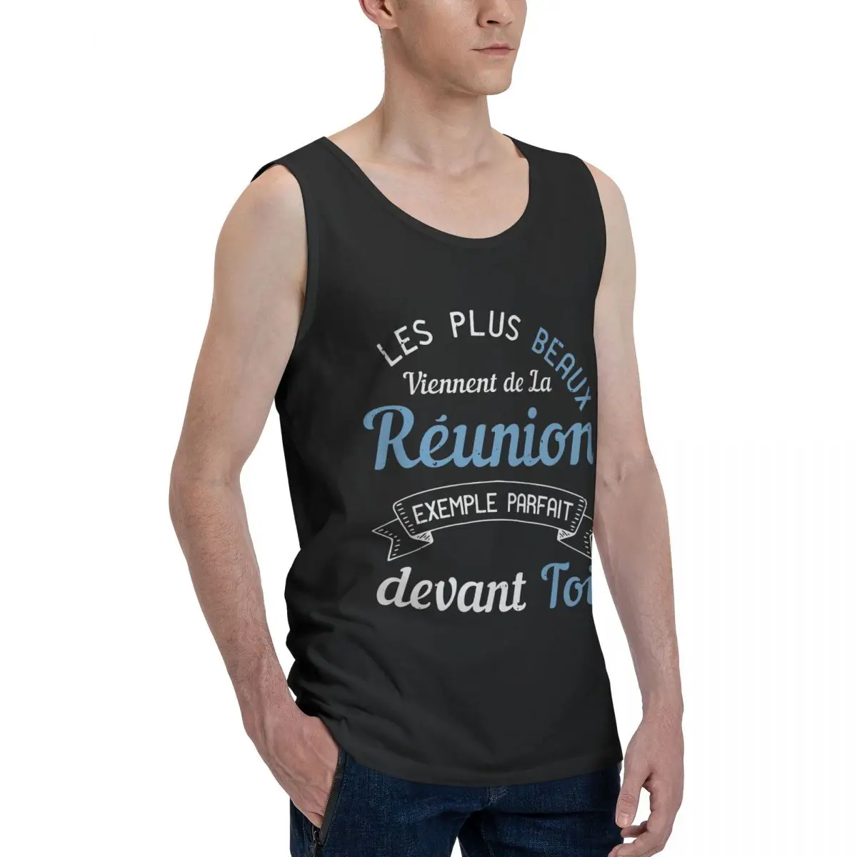 

The Most Beautiful Come From Reunion Humor Men's Tank Top Shirt R248 Vest Men set Humor Graphic Top Quality Sleeveless Garment