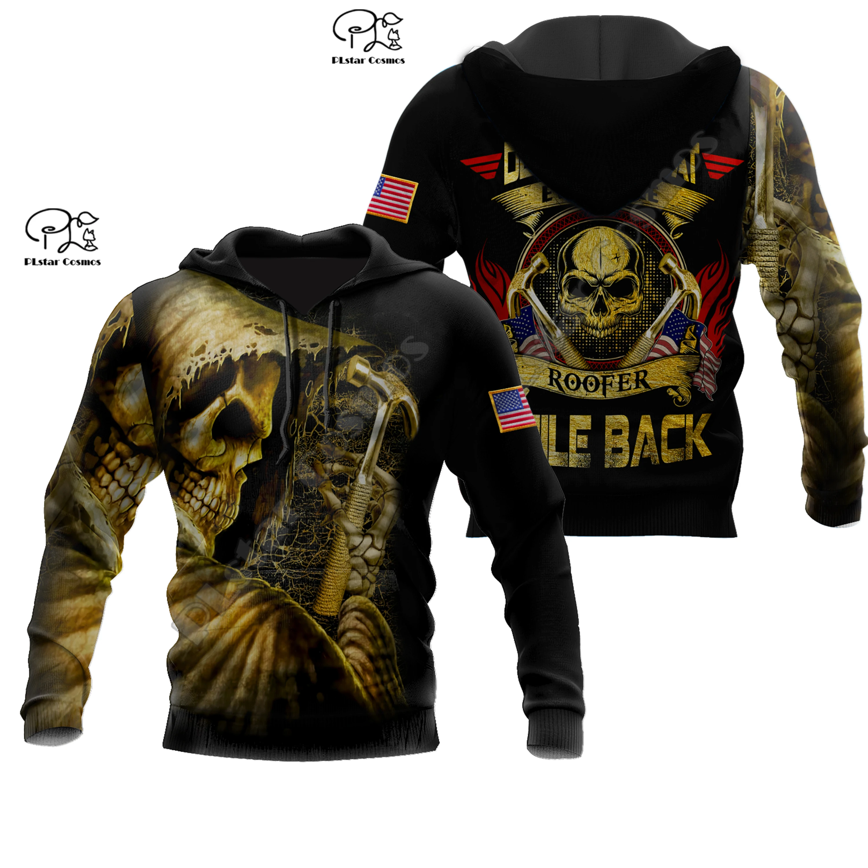 

PLstar Cosmos 3DPrint Summer Newfashion Roofer Skull Worker Harajuku Streetwear Unisex Men/Women Funny Hoodies/Sweatshirt/Zip T1