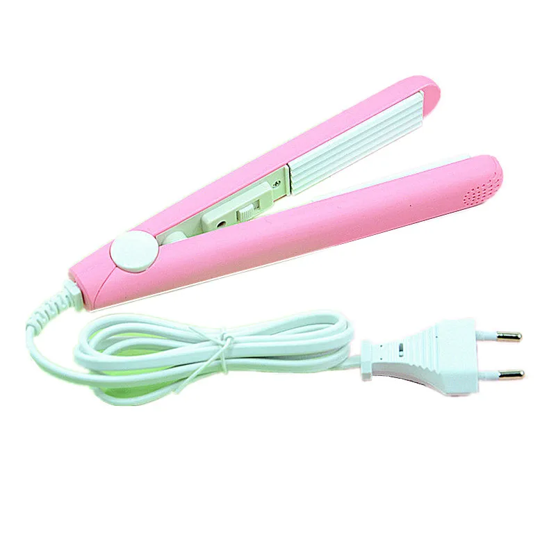 Мини выпрямитель плоский щипцы для завивки керамический розовый гофрированная