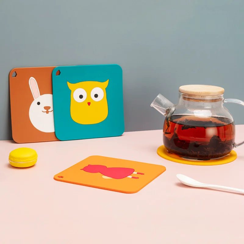 

New Cartoon Placemat Household Bowl Mat Silicone Dining Table Table Mat Plate Pot Mat Plate Place Mat Coaster