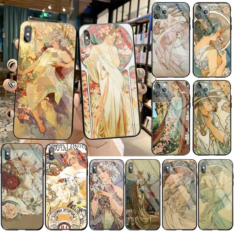 

ALPHONSE MUCHA Luxury Unique Phone Cover Tempered Glass For iPhone 11 Pro XR XS MAX 8 X 7 6S 6 Plus SE 2020 case