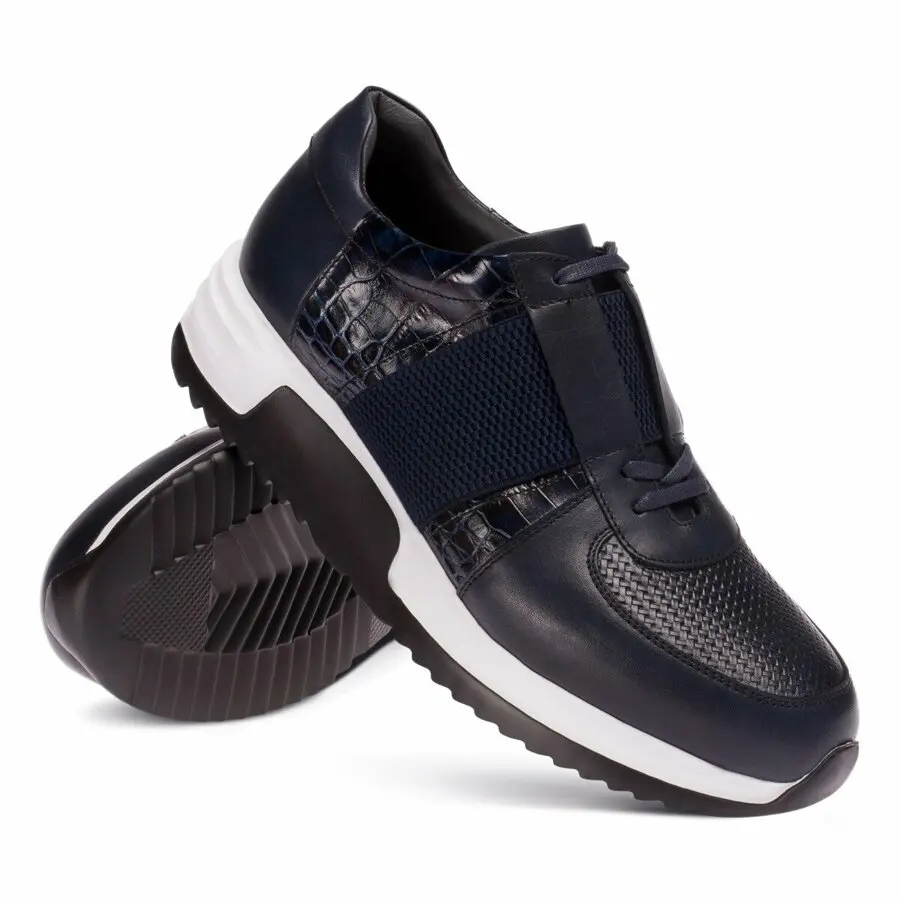 

Sneakers Men Deery, Genuine Leather Navy Blue Special Edition Sport Men Shoes