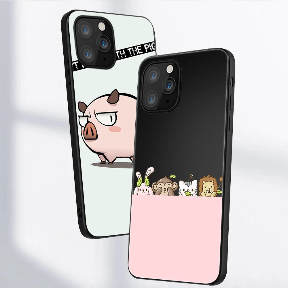 

Deer Pig Cat Case For iPhone 11 12 Pro Max Mini Back for iPhone X XR XS MAX 7 8 6 S Plus 5 SE 2020 Soft Silicone TPU Phone Funda