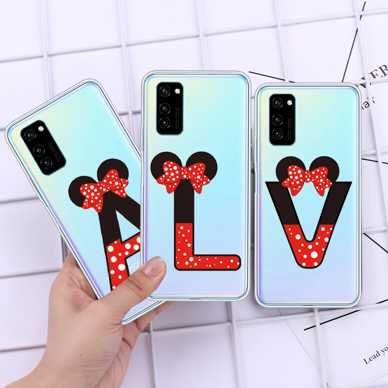 Мягкий силиконовый роскошный чехол для телефона Huawei Honor 9X 9 10 Lite V20 20 Pro 8S 8X Letter A J B C D