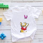 Модные детские уличные футболки в стиле Харадзюку в стиле хип-хоп, новая футболка с Винни-пухом для девочек и мальчиков, футболка с коротким рукавом с изображением пуха и медведя