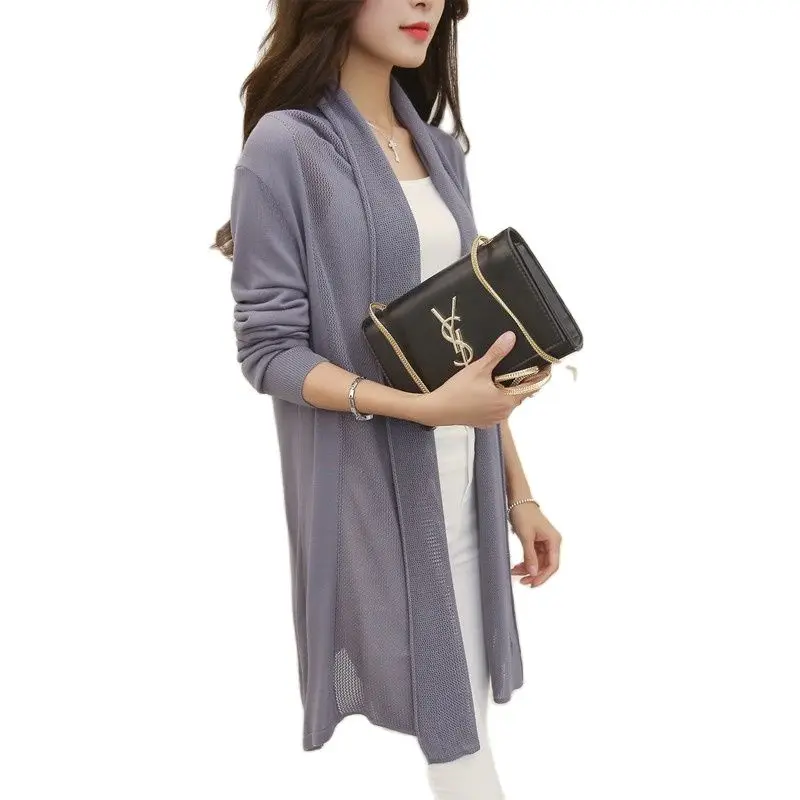 2021 Spring Summer Air Conditioning Shirt Women's Medium-long Long-sleeve Loose Sweater Female Cardigan Thin Outerwear Oh100 |
