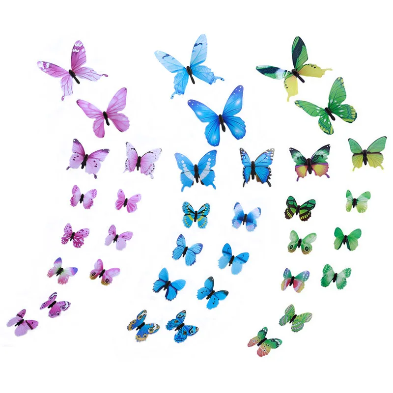 

12pcs Luminous Butterfly Design Decal Art Wall Stickers Room Butterflies Home Decor DIY Stickers 3D Fridge Wallpaper Decoration