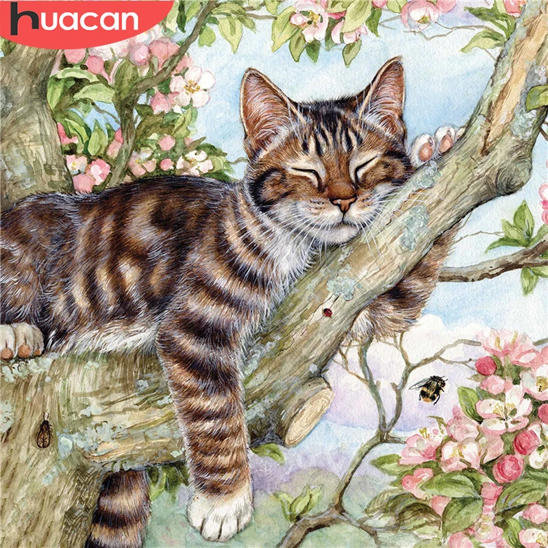 HUACAN 5D алмазная картина мозаика Кот полный квадрат дрель животное, бриллиант, вышивка распродажа стразы, домашнее украшение полный набор