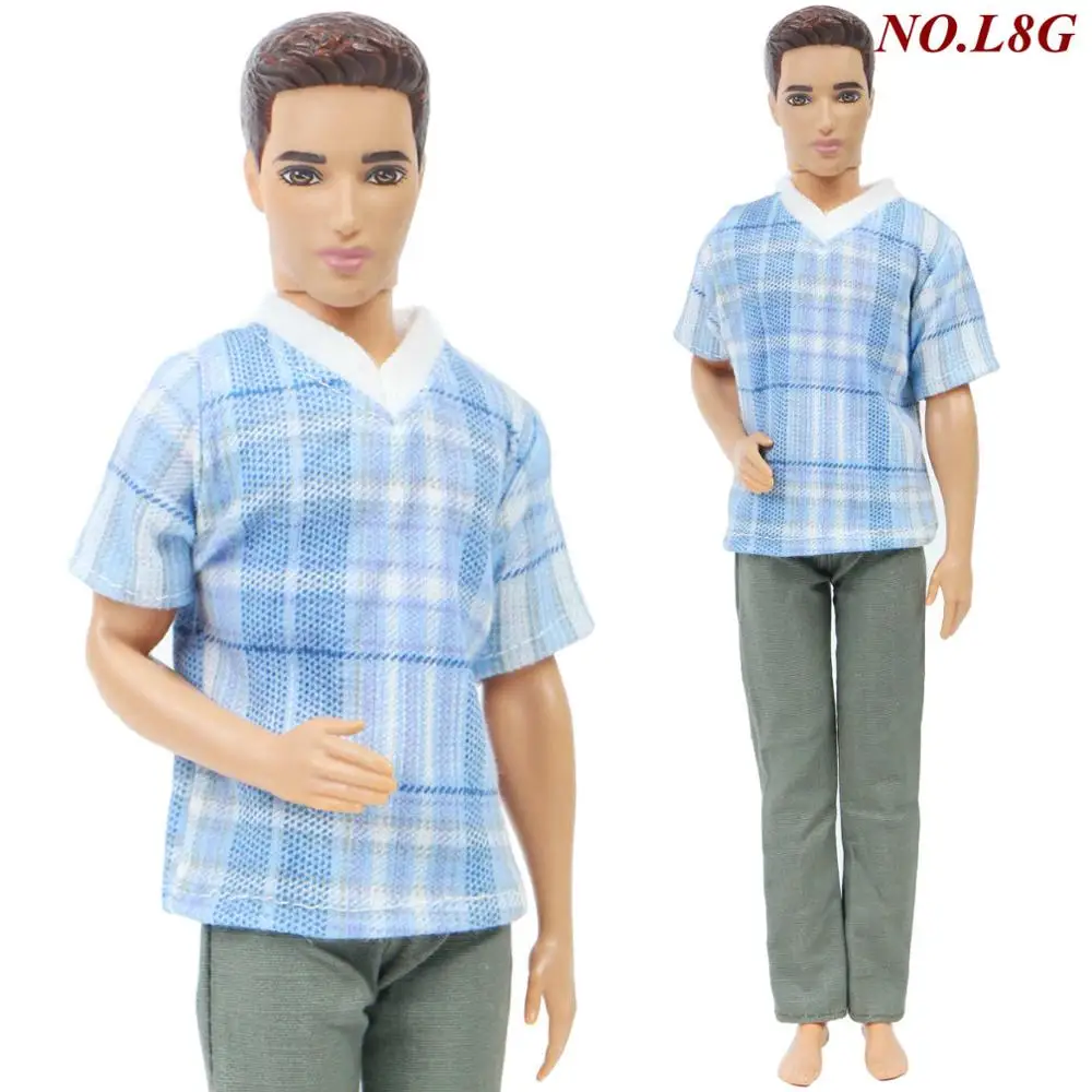 Высококачественная Мужская одежда, повседневная одежда, футболка, блузка, штаны, брюки, Одежда для куклы Барби, друга Кена, аксессуары, детские игрушки - Цвет: NO.L8G