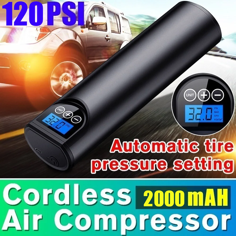 Precio Mini Compresor De Aire Portátil Para Coche, Inflador De Neumáticos Conveniente Para Bicicleta De Montaña Y Carretera, Pantalla Digital Recargable, Accesorio De Bomba De Neumáticos