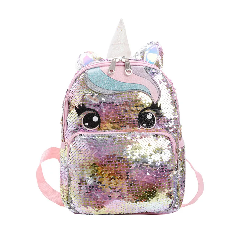 Unicorn Bag Sequined Schoolbag Multi Color Small Backpacks for Women Girls Kindergarten Kids Backpack Large Bagpack 14.5'' S,L