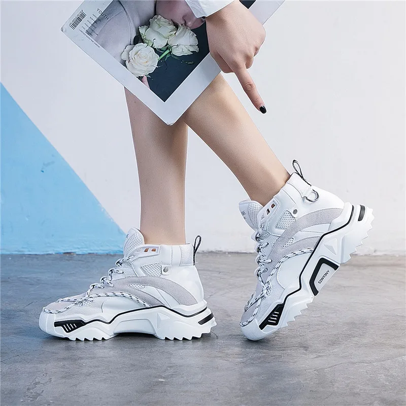 Женские кроссовки на платформе RASMEUP Модные дышащие из натуральной кожи массивной