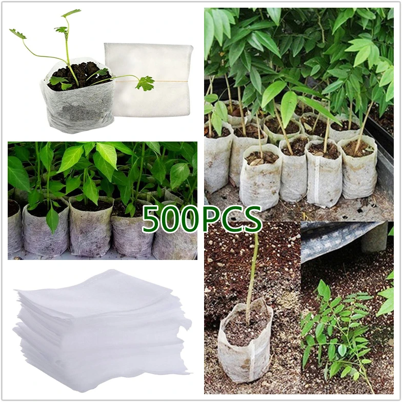 

100-500Pcs Nursery Pots 8x10cm Seed-Raising Bags Non-woven Fabrics Seedling Planter Planting Tool Garden Supplies Accessories