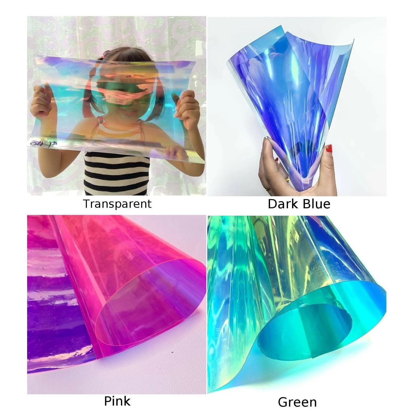 Радужная голографическая Прозрачная ПВХ Ткань Винил Материал Лук ремесло