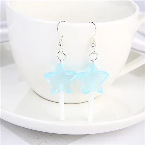 Transparent blue 1 пара, женские серьги, полимерные, ремесло, конфеты, леденец, bff, дружба, Висячие серьги для женщин, детей, ювелирные изделия - Окраска металла: Transparent blue