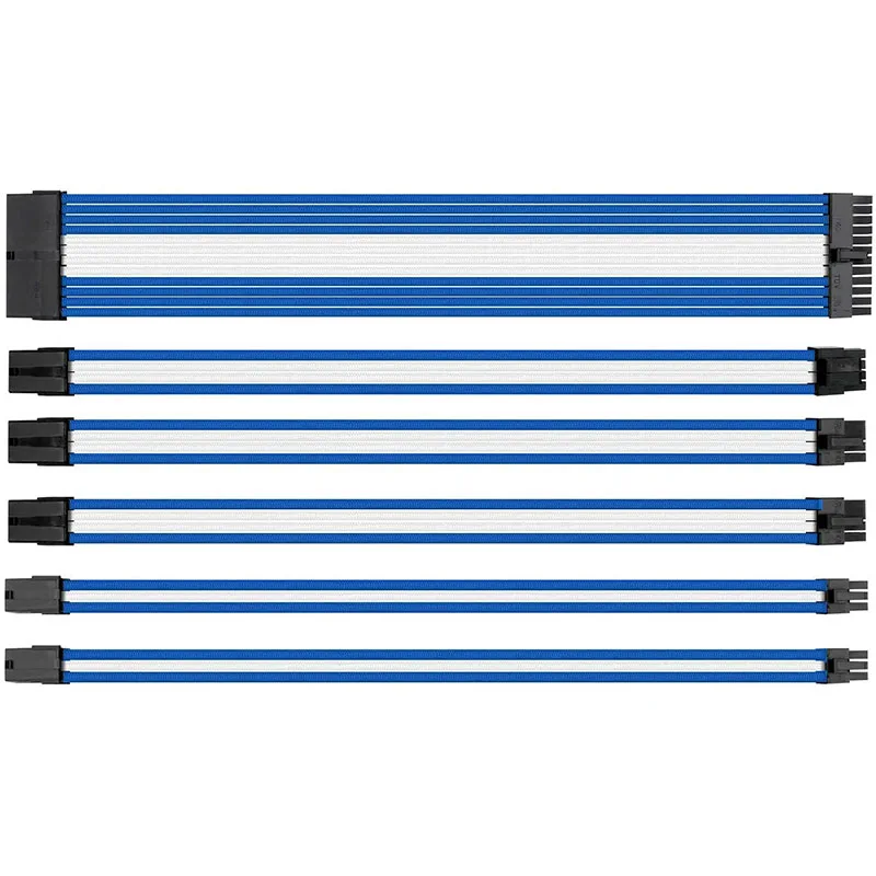 

4 Lines Set 300mm Computer Power Motherboard Nylon Braided Adapter Extension Cord 24PIN 8PIN 6PIN 4+4PIN