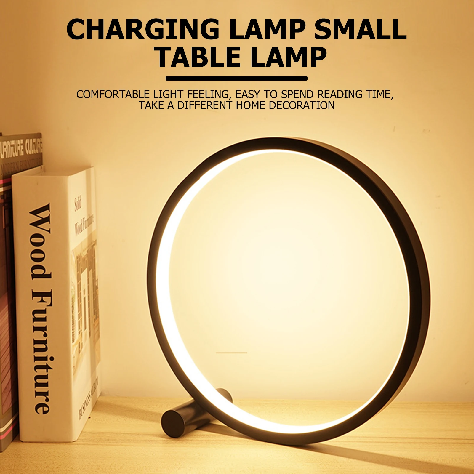 

LED Table Lamp For Bedroom Circular Acrylic Desk Lamp For Living Room Black/White Dimmable Bedside Lamp Round Night Light