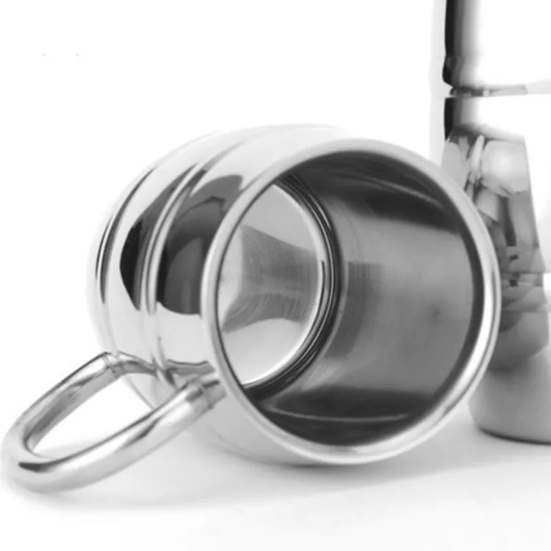 

Stainless Steel Beer Mugs Outdoor Camping Teacup With Handle Double-Layer Insulated Portable Water Coffee Cup Office Drinkware