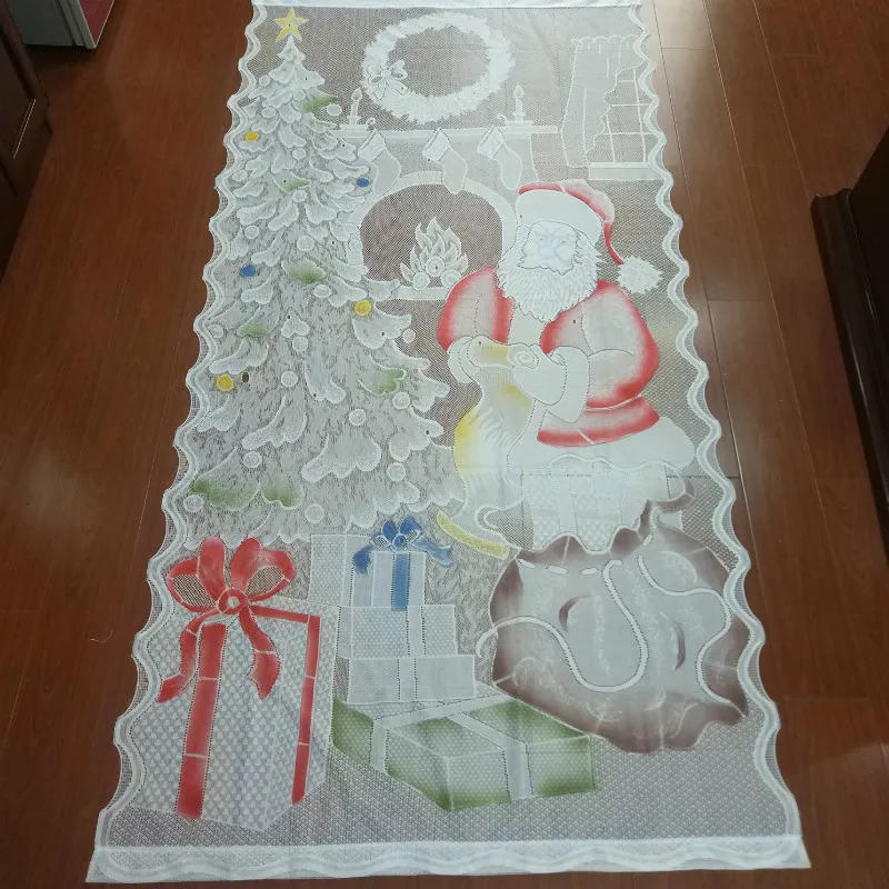 Рождественские кружевные занавески Санта Клаус полузатемненные светодиодный