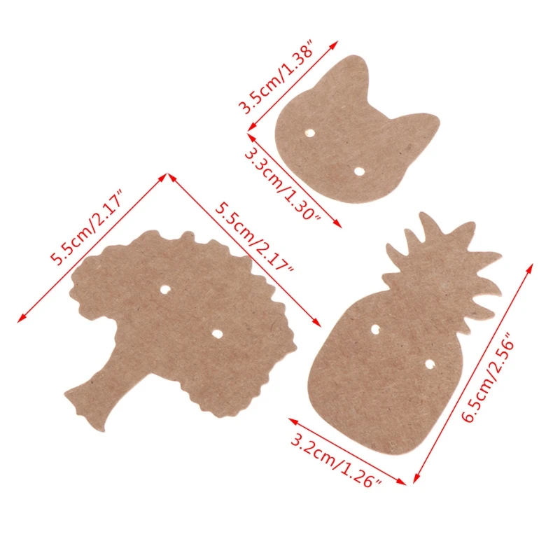 

100 Pcs/Bag Kraft Paper Jewelry Packing Earrings Display Tags Cards Tree Ear