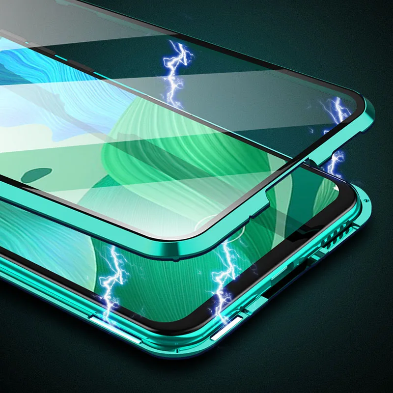 Double Sided Glass Magnetic Case For Huawei P30 P20 Lite Pro Metal Magnet Case For Honor 10 Lite 8X 9X P Smart Z Y9 2019 Cover