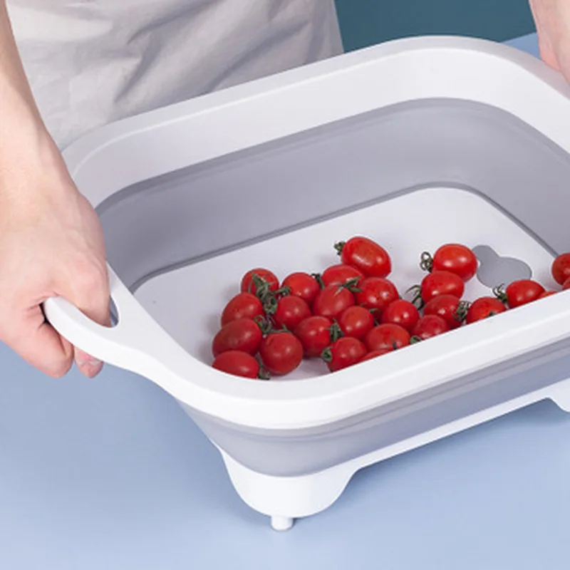 Multifunction Collapsible Cutting Board Dish Tub 3 In 1 Folding Sink Kitchen supplies Drain Basket Outdoor Camp Portable Basins | Дом и сад