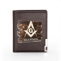 brown fashion masonic shannon leather wallet classic men women billfold slim credit cardid holders money bag short purses